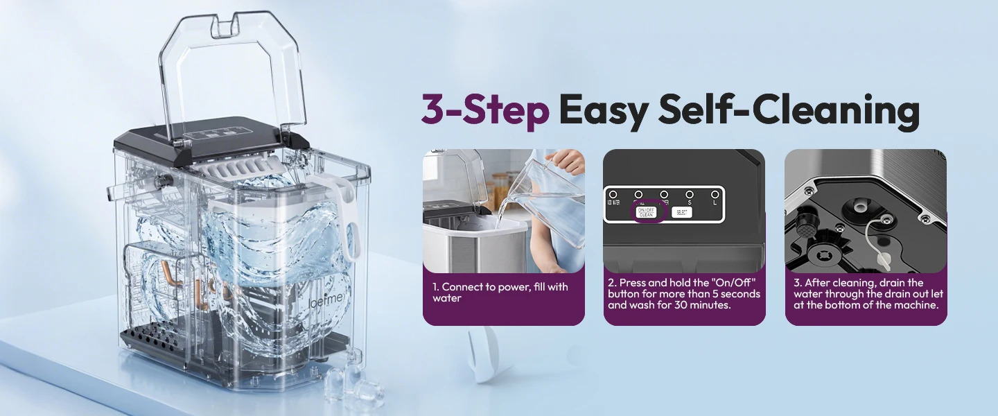 Loefme Desktop Fully Automatic Bullet Shaped Ice Maker 12kg/24h Fast Ice Making Suitable For Home Automatic Cleaning Ice Machine