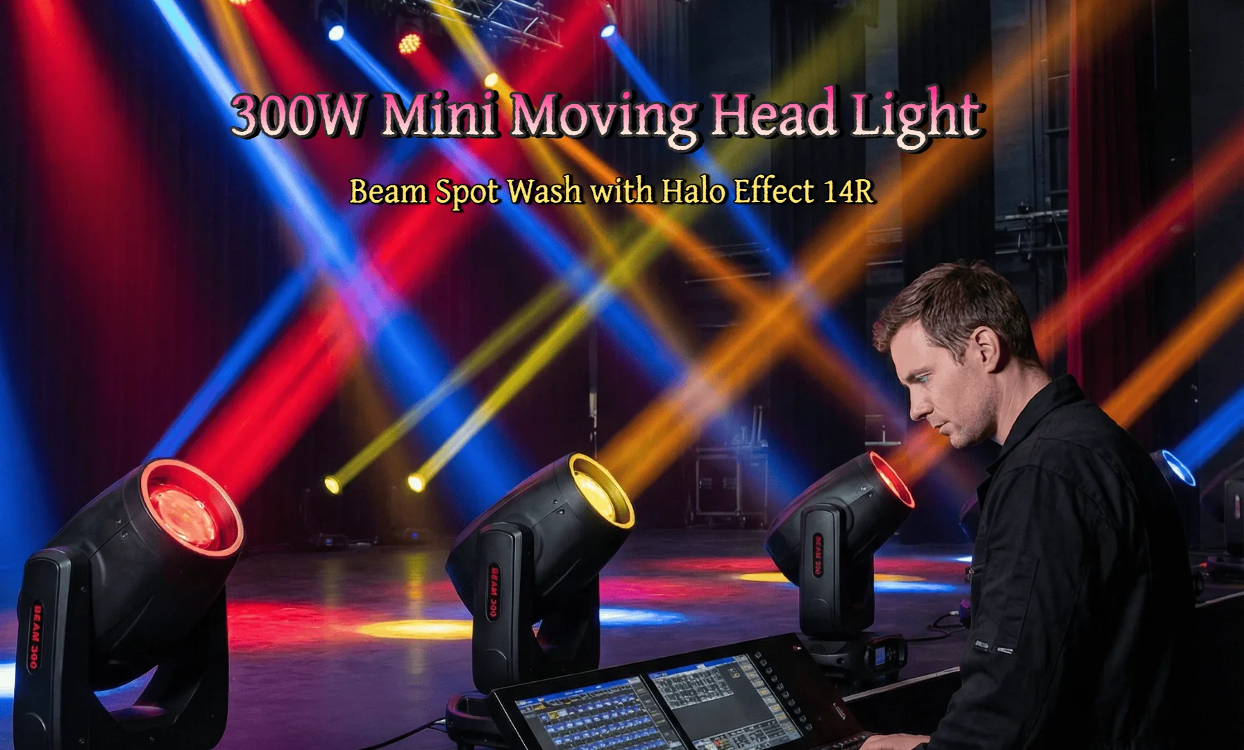 2PCS 300W LED Moving Head With Flight Case DMX Beam Light With Ring For DJ Disco Wedding Stage Light Effect Professional