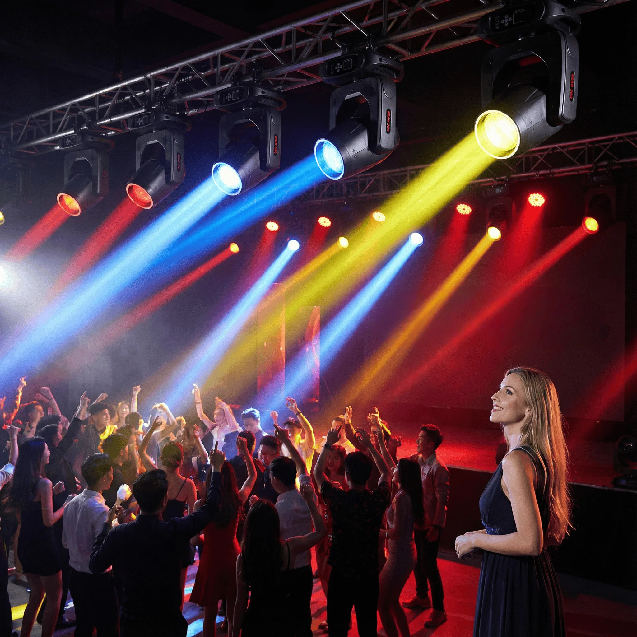 2PCS 300W LED Moving Head With Flight Case DMX Beam Light With Ring For DJ Disco Wedding Stage Light Effect Professional