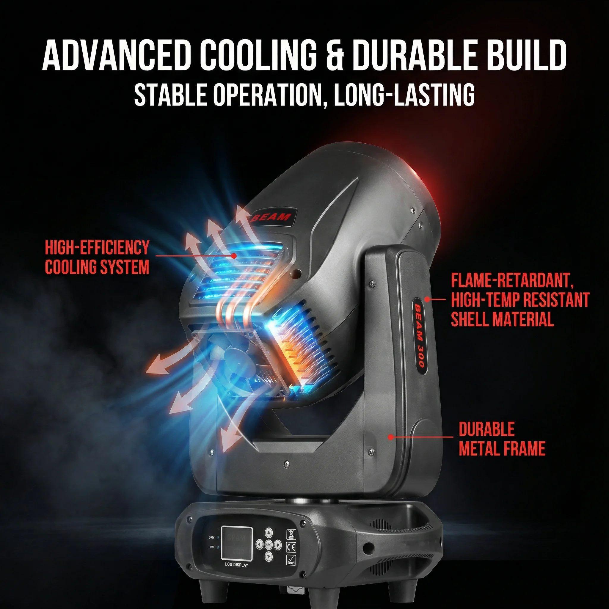 2PCS 300W LED Moving Head With Flight Case DMX Beam Light With Ring For DJ Disco Wedding Stage Light Effect Professional