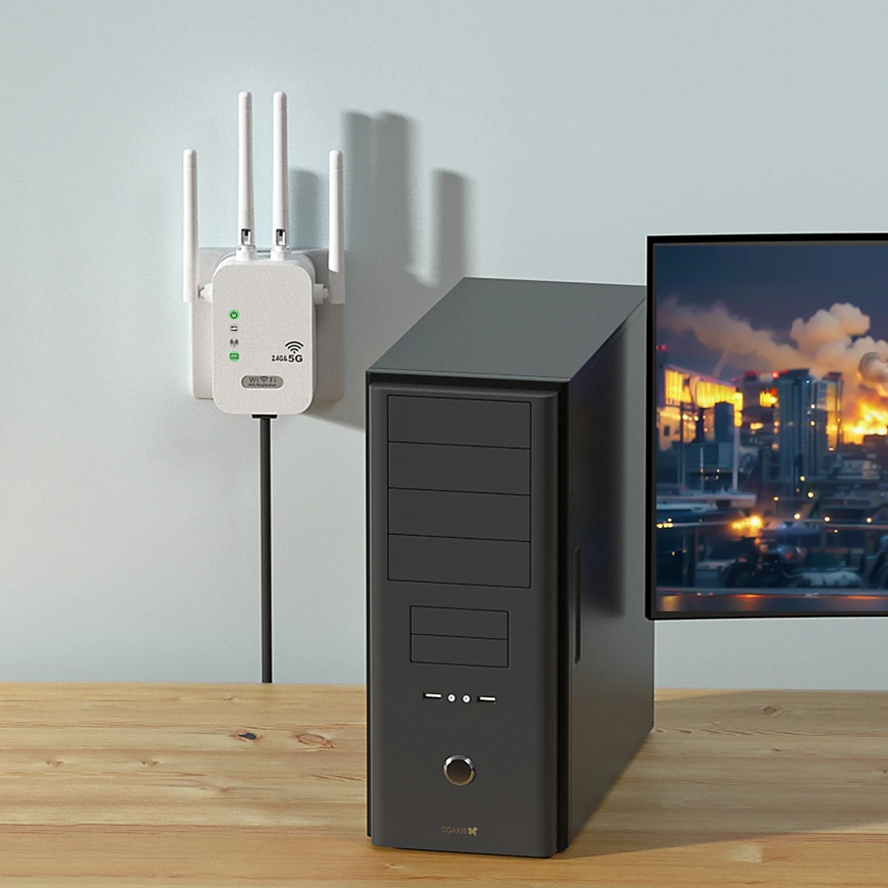 Dual-Band 2.4G 5G WiFi Repeater Signal Booster WiFi Extender 802.11bgn Gigabit Router with WPS EU/US Plug Type WiFi Amplifier