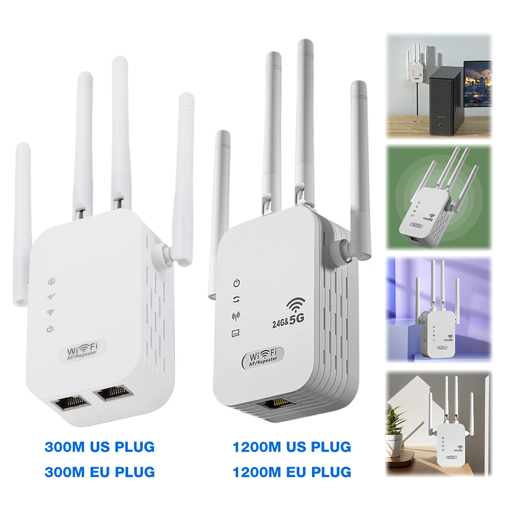 Dual-Band 2.4G 5G WiFi Repeater Signal Booster WiFi Extender 802.11bgn Gigabit Router with WPS EU/US Plug Type WiFi Amplifier