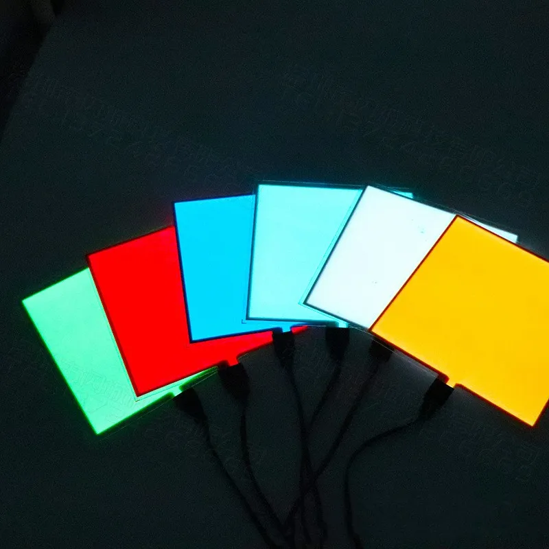 5*5cm 10*10cm EL Panel Backlight Cuttable Led Glowing Panel LED Electroluminescent Light With DC12V Inverter 5V USB 3V Battery