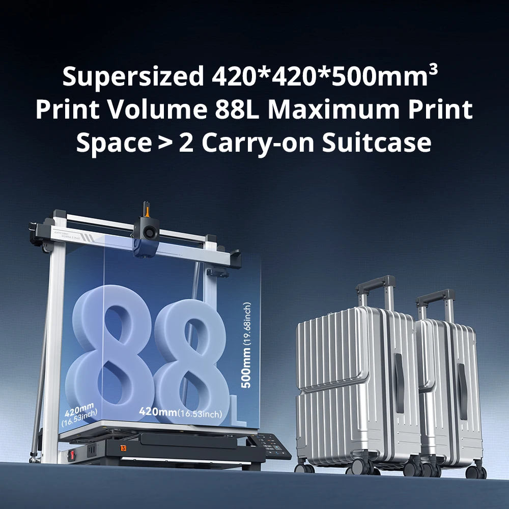 ANYCUBIC Kobra 3 Max 3D Printer Max Speed 600mm/s Massive Build Volume 500*420*420mm Smart APP Control