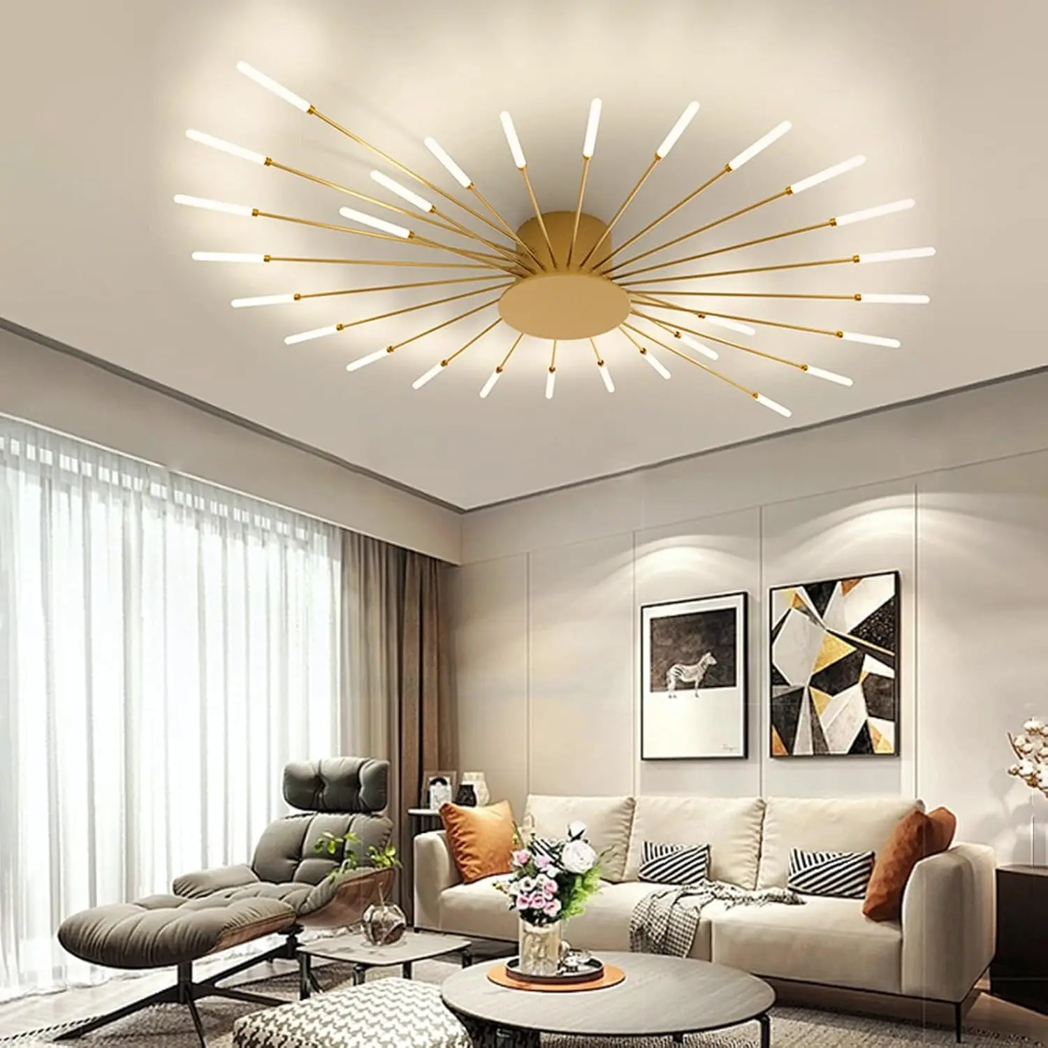 LED Ceiling Light Modern Pendant Light for Bedroom Office Study Chandelier Natural Light 4500K [Energy Class E]