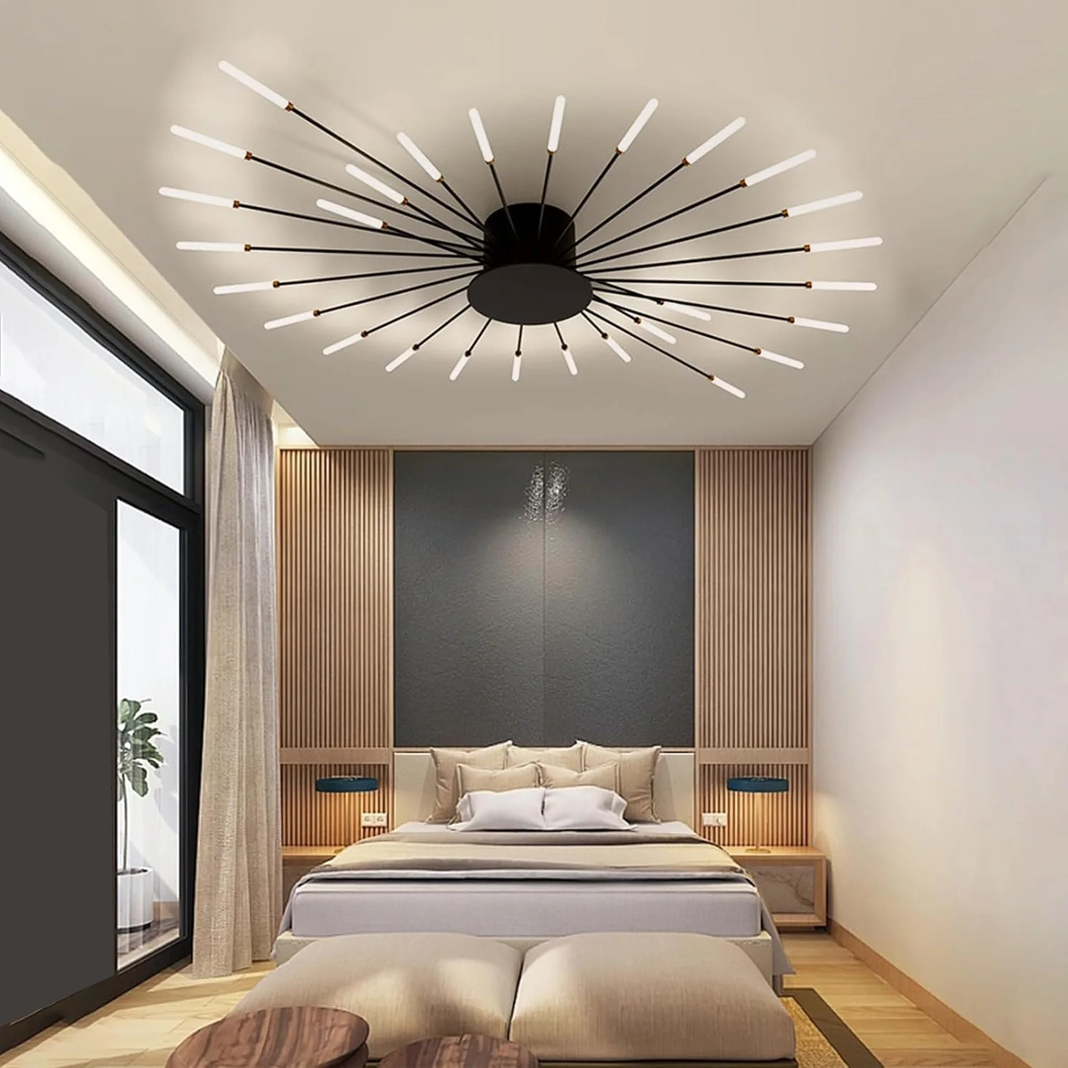 LED Ceiling Light Modern Pendant Light for Bedroom Office Study Chandelier Natural Light 4500K [Energy Class E]