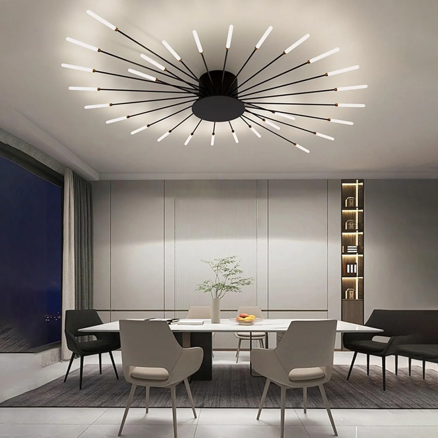 LED Ceiling Light Modern Pendant Light for Bedroom Office Study Chandelier Natural Light 4500K [Energy Class E]
