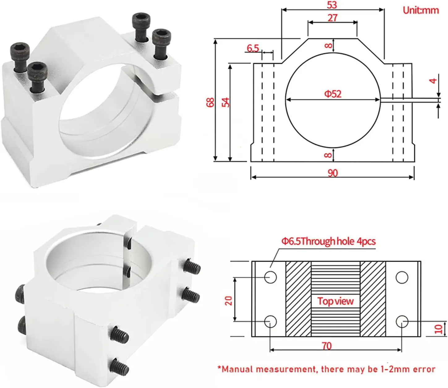 【EU Stock】0.5kw Air Cooled Air Cooled Spindle Motor ER11 Chuck CNC 500W + Power Supply Speed Governor 52mm Dia Aluminium Clamp