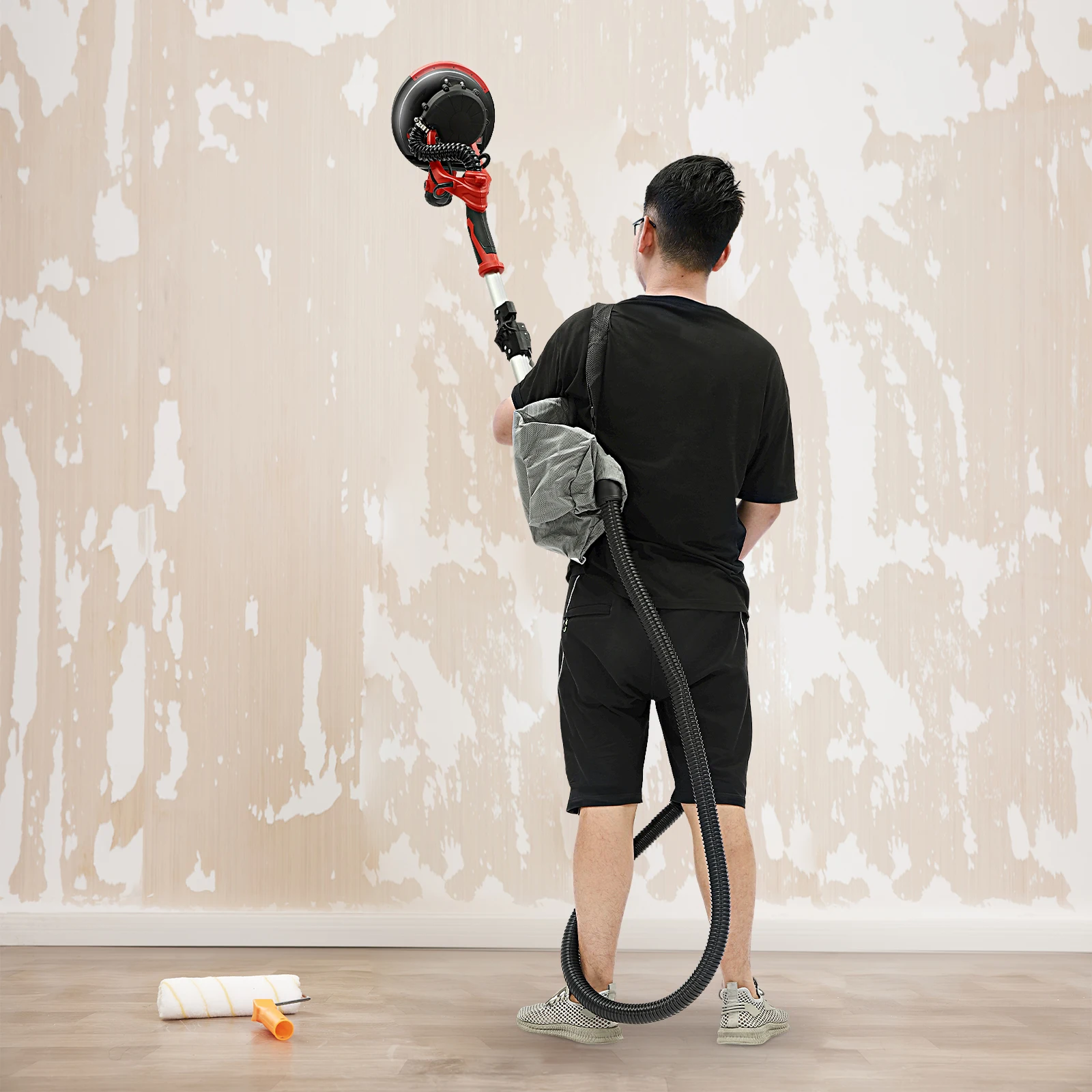 850W Foldable Wall Sander, Drywall Sander LED Light & 4m Hose for Ceiling/Drywall Sanding Efficient Plaster Smoothing