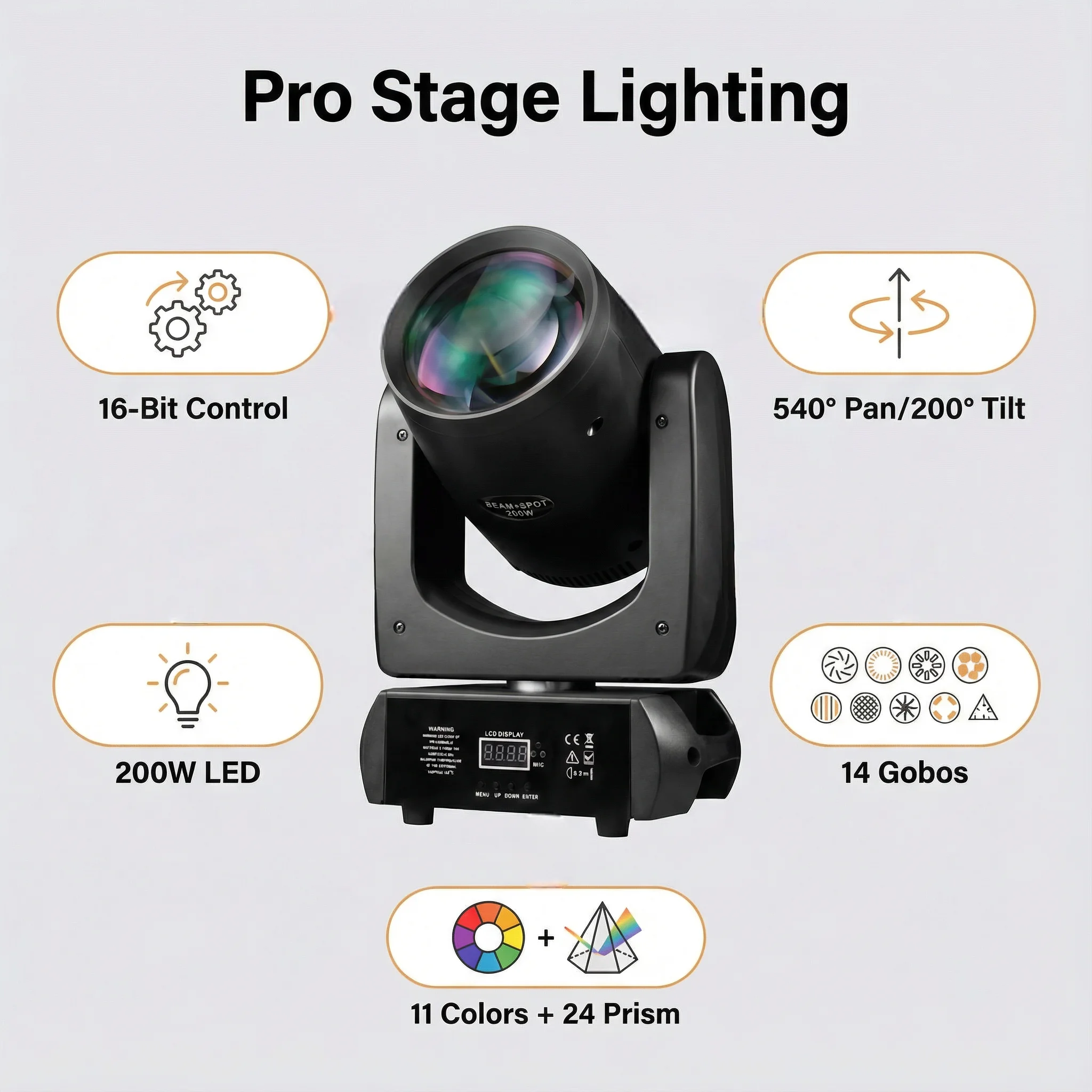 4Pcs/Lot LED Beam Spot 200W Moving Head Light11colors +14gobos With DMX 512 Controller For Projector Dj Disco Stage Lighting