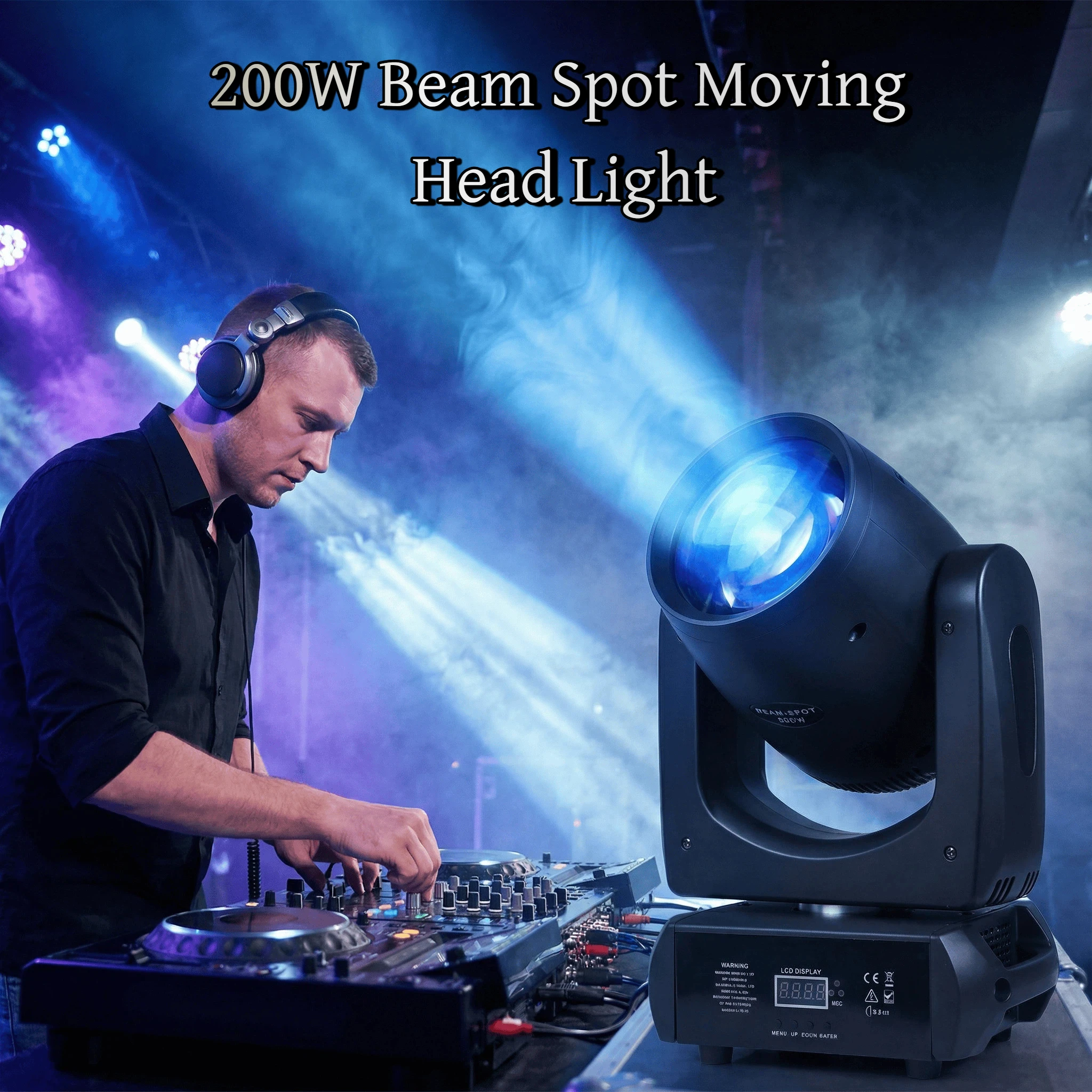 4Pcs/Lot LED Beam Spot 200W Moving Head Light11colors +14gobos With DMX 512 Controller For Projector Dj Disco Stage Lighting