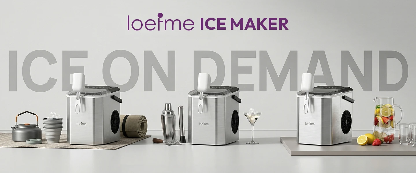 LOEFME Portable Mini Fully Automatic Bullet Shaped Ice Maker 12kg/24h 6 Minutes/9pcs Ice Cubes W/ Scoop Professional Ice Machine