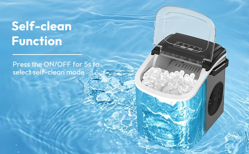 LOEFME Portable Mini Fully Automatic Bullet Shaped Ice Maker 12kg/24h 6 Minutes/9pcs Ice Cubes W/ Scoop Professional Ice Machine