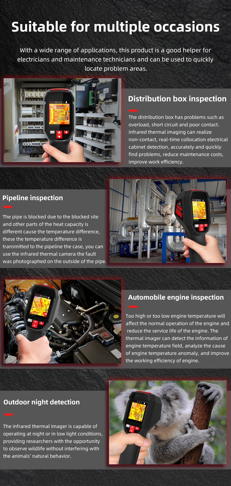 BSIDE black Smart Portable Thermal Imager 15 Color Palettes -20~550C 100×100IR Resolution PC Analysis Software Drop Resistant