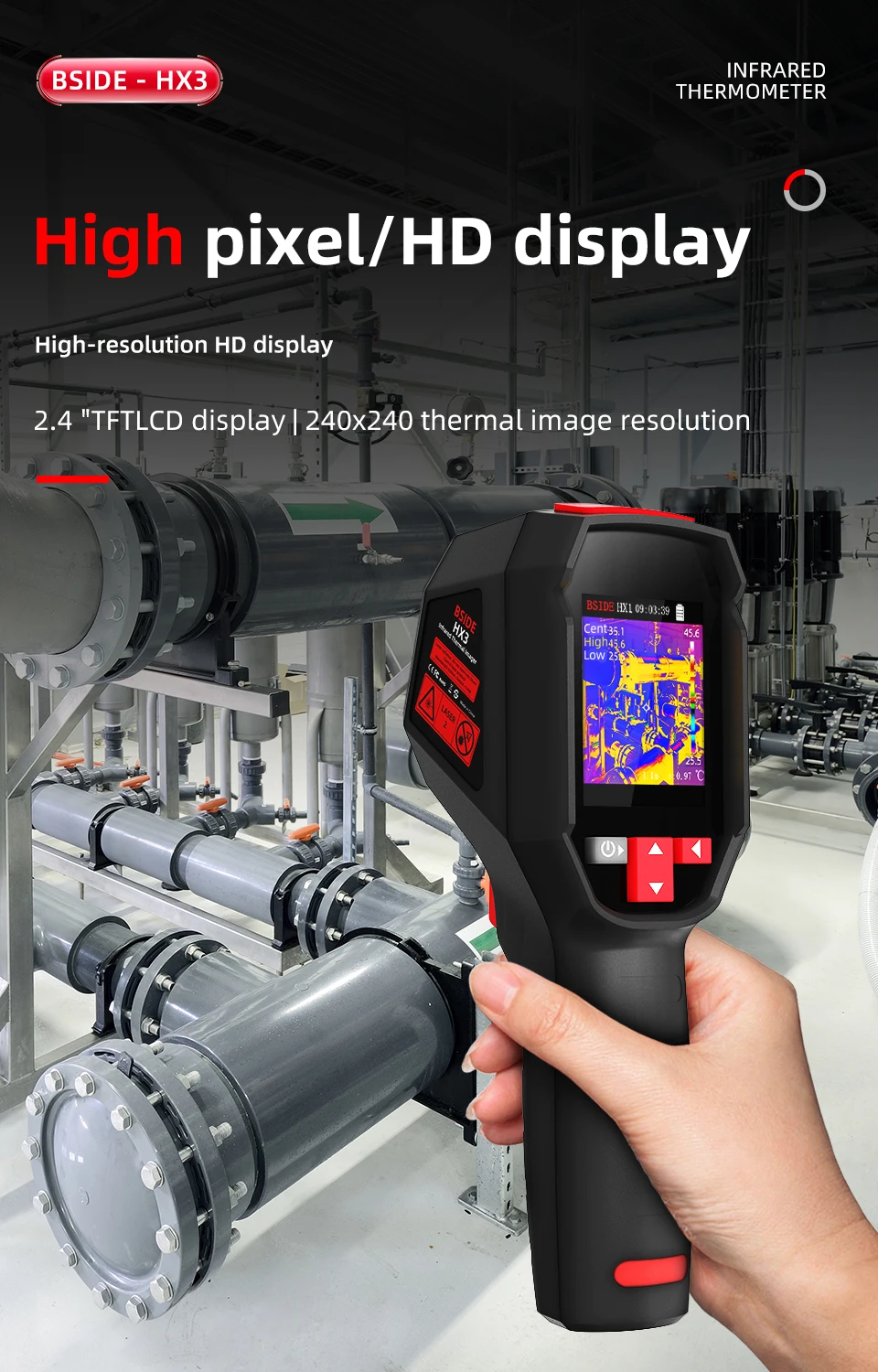 BSIDE black Smart Portable Thermal Imager 15 Color Palettes -20~550C 100×100IR Resolution PC Analysis Software Drop Resistant