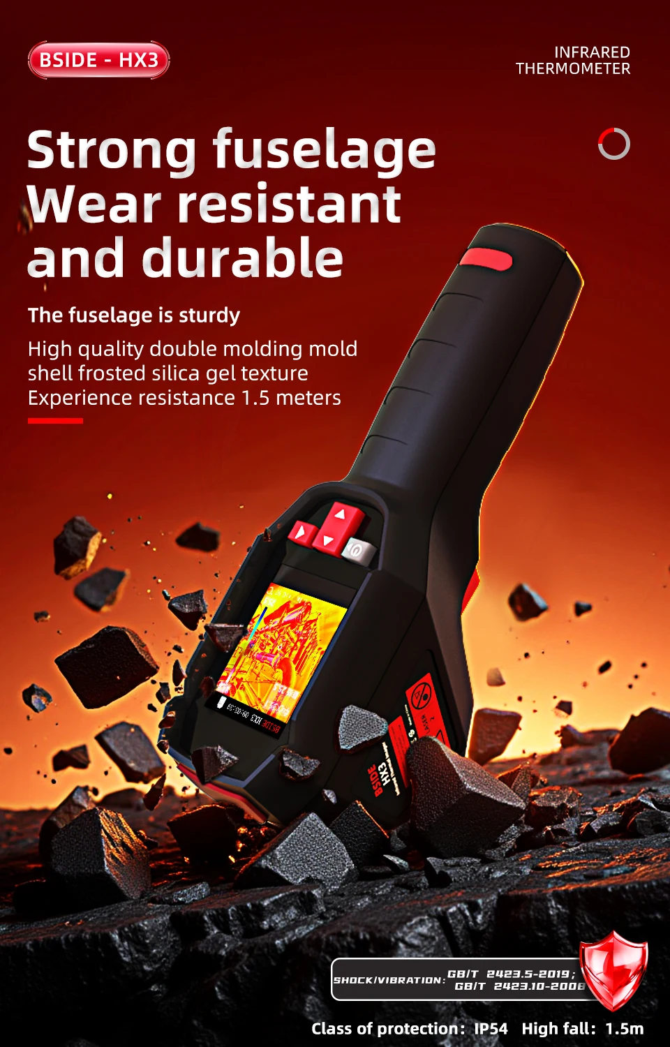 BSIDE black Smart Portable Thermal Imager 15 Color Palettes -20~550C 100×100IR Resolution PC Analysis Software Drop Resistant