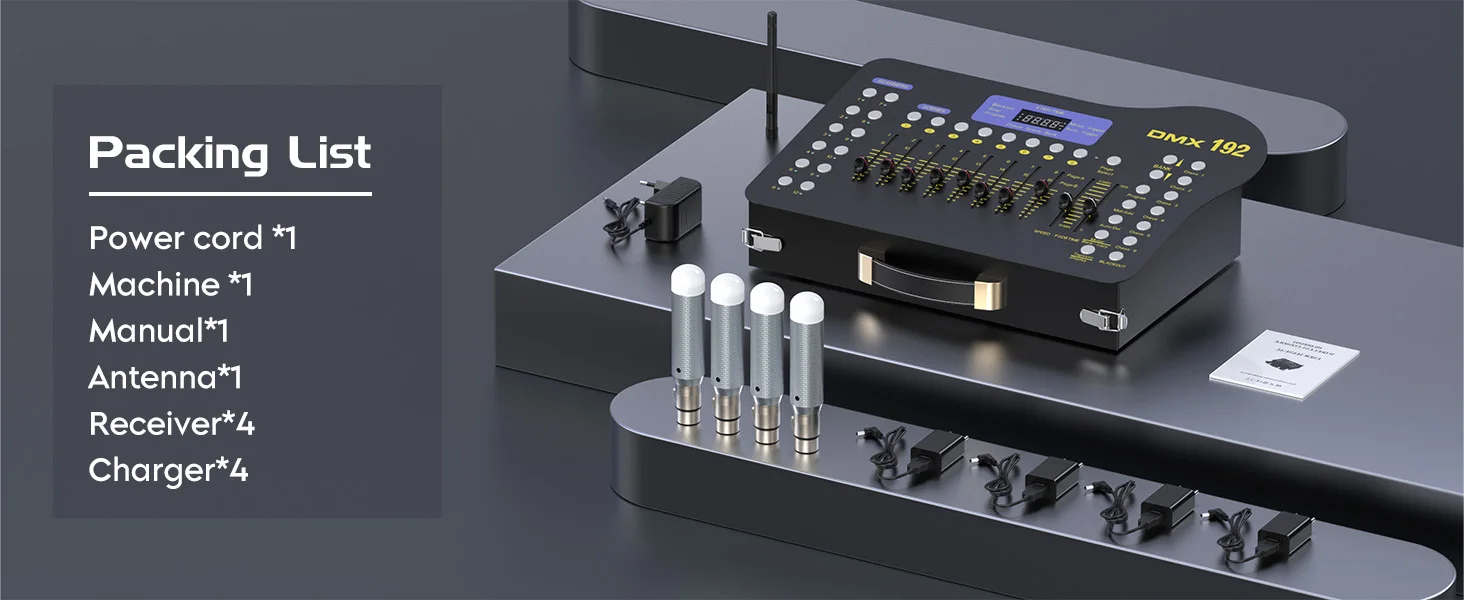Yiflamefly Black Grand Console DMX and MIDI Operator 192 Channel Light Controller for Live Concerts KTV DJs Clubs