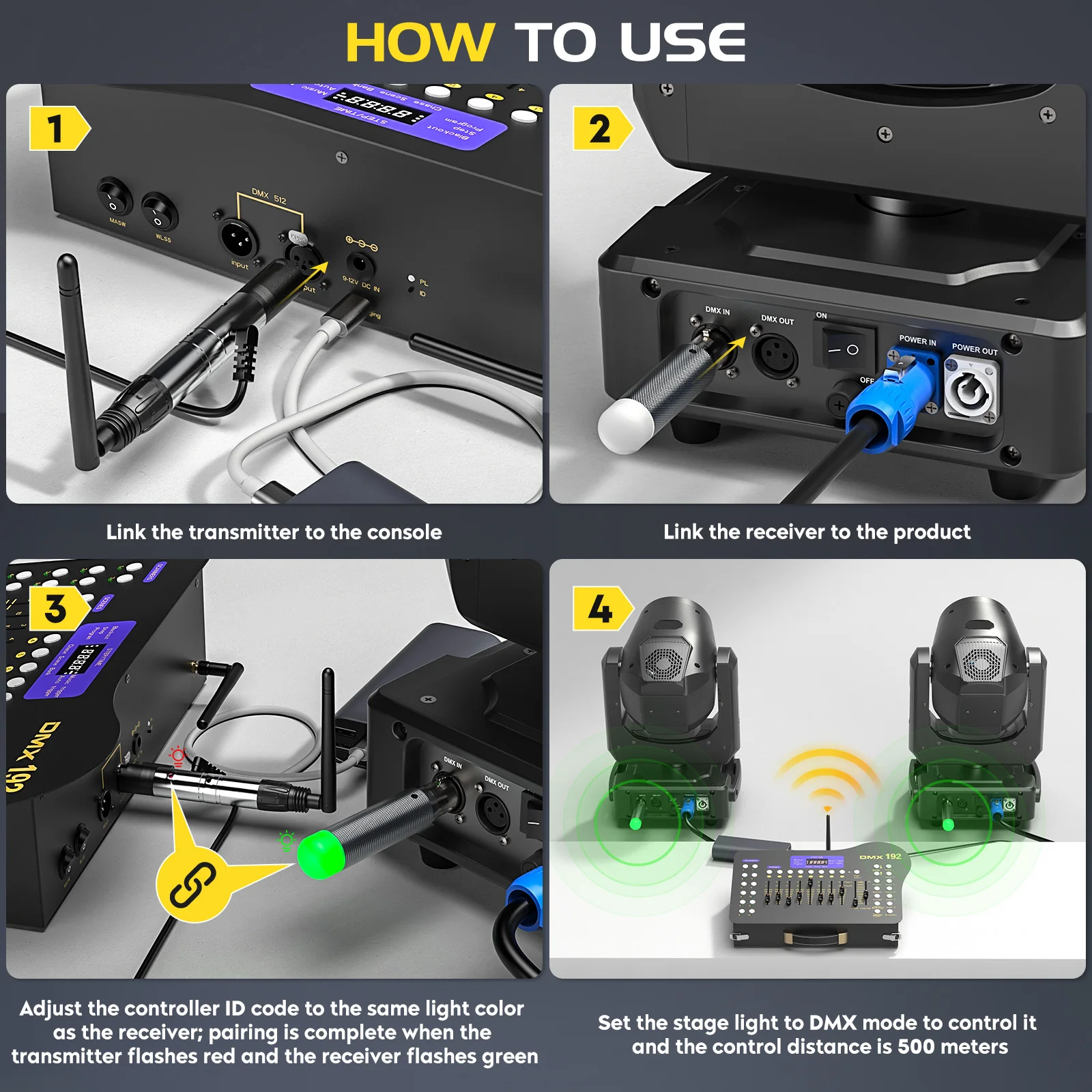 Yiflamefly Black Grand Console DMX and MIDI Operator 192 Channel Light Controller for Live Concerts KTV DJs Clubs