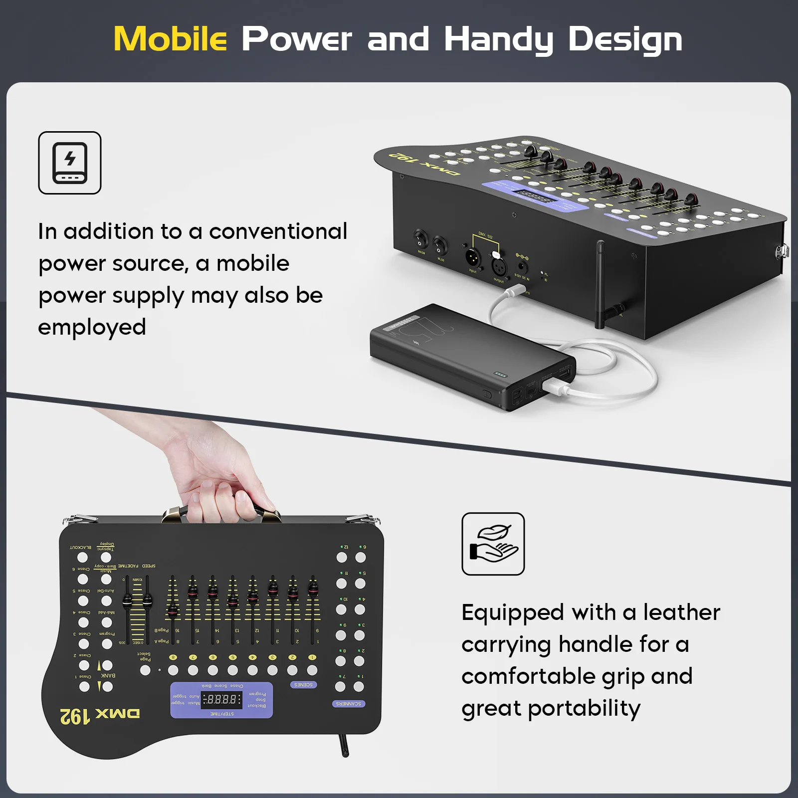 Yiflamefly Black Grand Console DMX and MIDI Operator 192 Channel Light Controller for Live Concerts KTV DJs Clubs