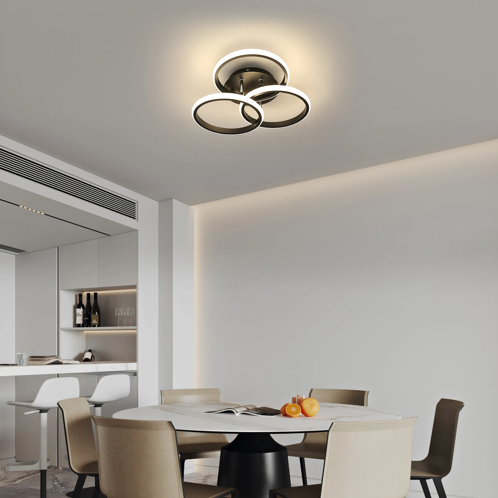 Black LED Flush Mount Ceiling Light with Remote Control, Dimmable 3000-6500K for Living Room, Dining Room, Kitchen, Bedroom