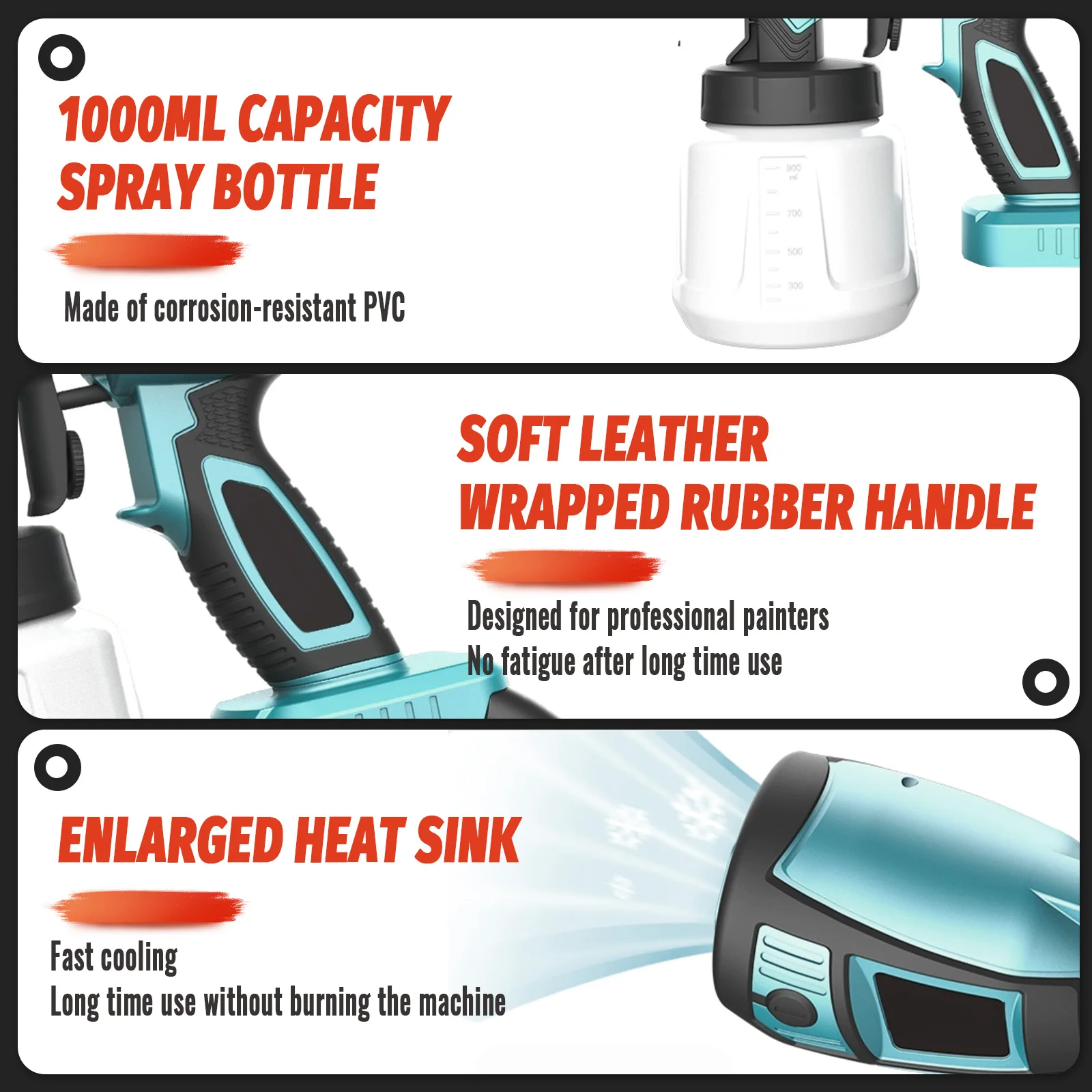 Cordless Paint Sprayer Compatible with Makita 18V ,Paint Sprayer, Paint Spray Gun with 1000ML Container for Painting Walls HVLP