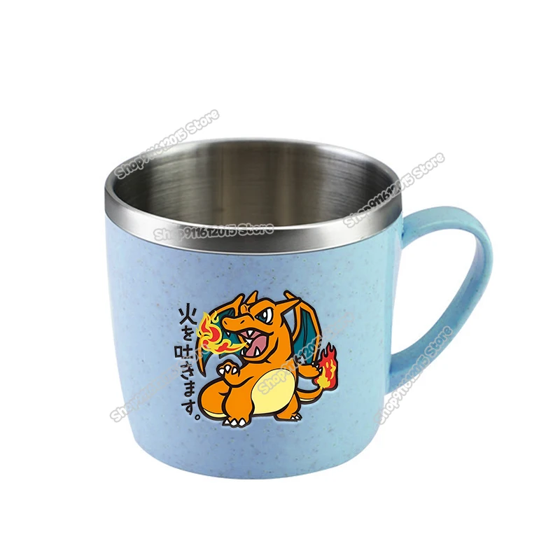 Cartoon Pokemons Coffice Mugs Anime Pikachu Snorlax Eevee Water Cup School Office  Stainless Steel Milk Tea Mugs Kids Drink Cups