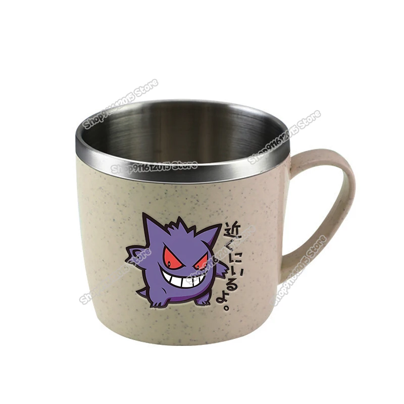 Cartoon Pokemons Coffice Mugs Anime Pikachu Snorlax Eevee Water Cup School Office  Stainless Steel Milk Tea Mugs Kids Drink Cups