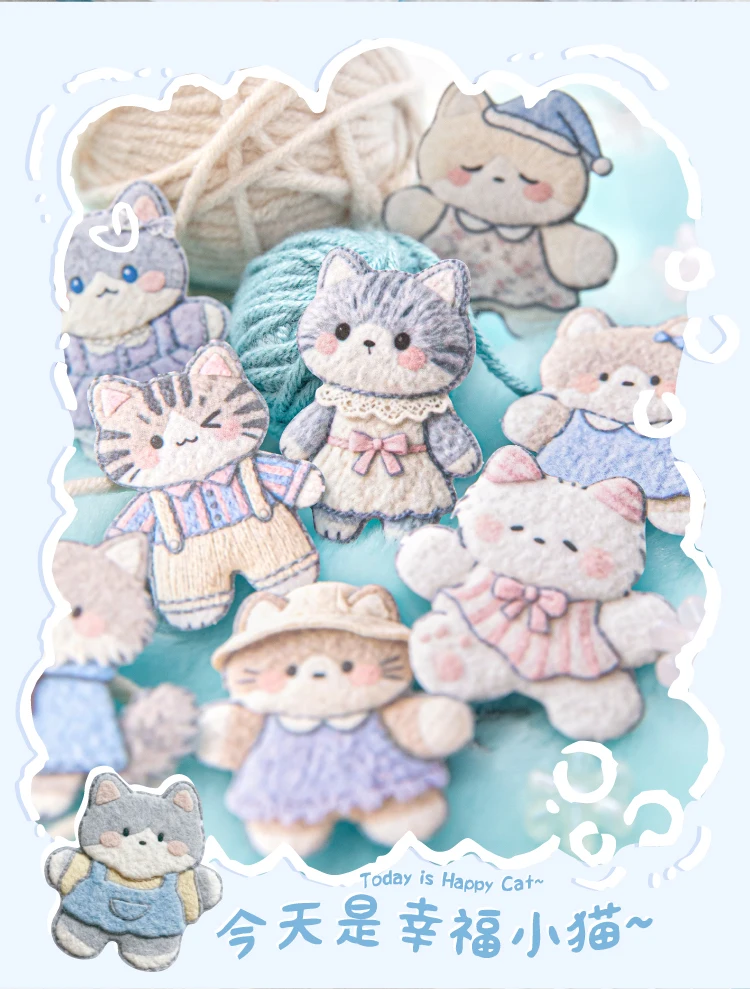 Cute Cartoon Animal Cat Dog Stickers Kawaii Junk Journal Scrapbooking Hobby Handicraft Supplies Cutting Die Sticker Stationery