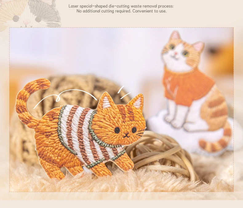 Cute Cartoon Animal Cat Dog Stickers Kawaii Junk Journal Scrapbooking Hobby Handicraft Supplies Cutting Die Sticker Stationery