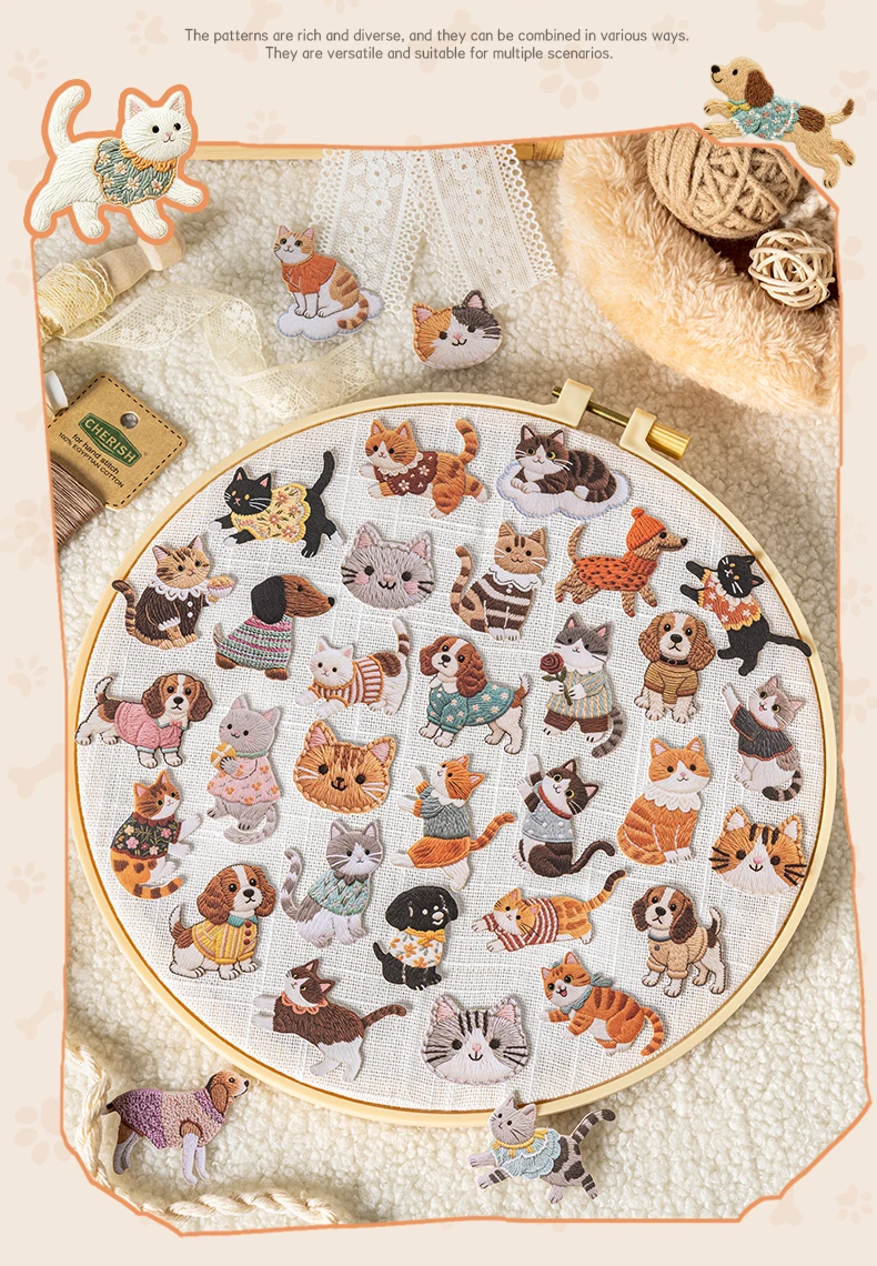 Cute Cartoon Animal Cat Dog Stickers Kawaii Junk Journal Scrapbooking Hobby Handicraft Supplies Cutting Die Sticker Stationery