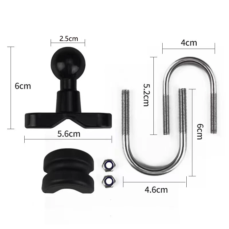 Motorcycle Handlebar 1 Inch Ball Ram Mount Support for Round Tube Rail Bicycle Base Action Camera Mobile Phone GPS Monitor Mount