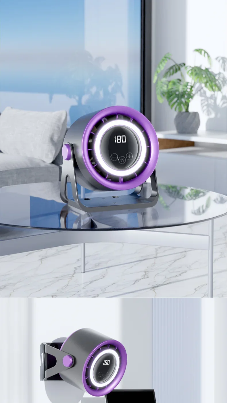 TINSOL 1800mAH Portable Electric Fan with Ambient Light Turbo Mute Electric Fan Desktop Wall Mount Ceiling Air Cooler