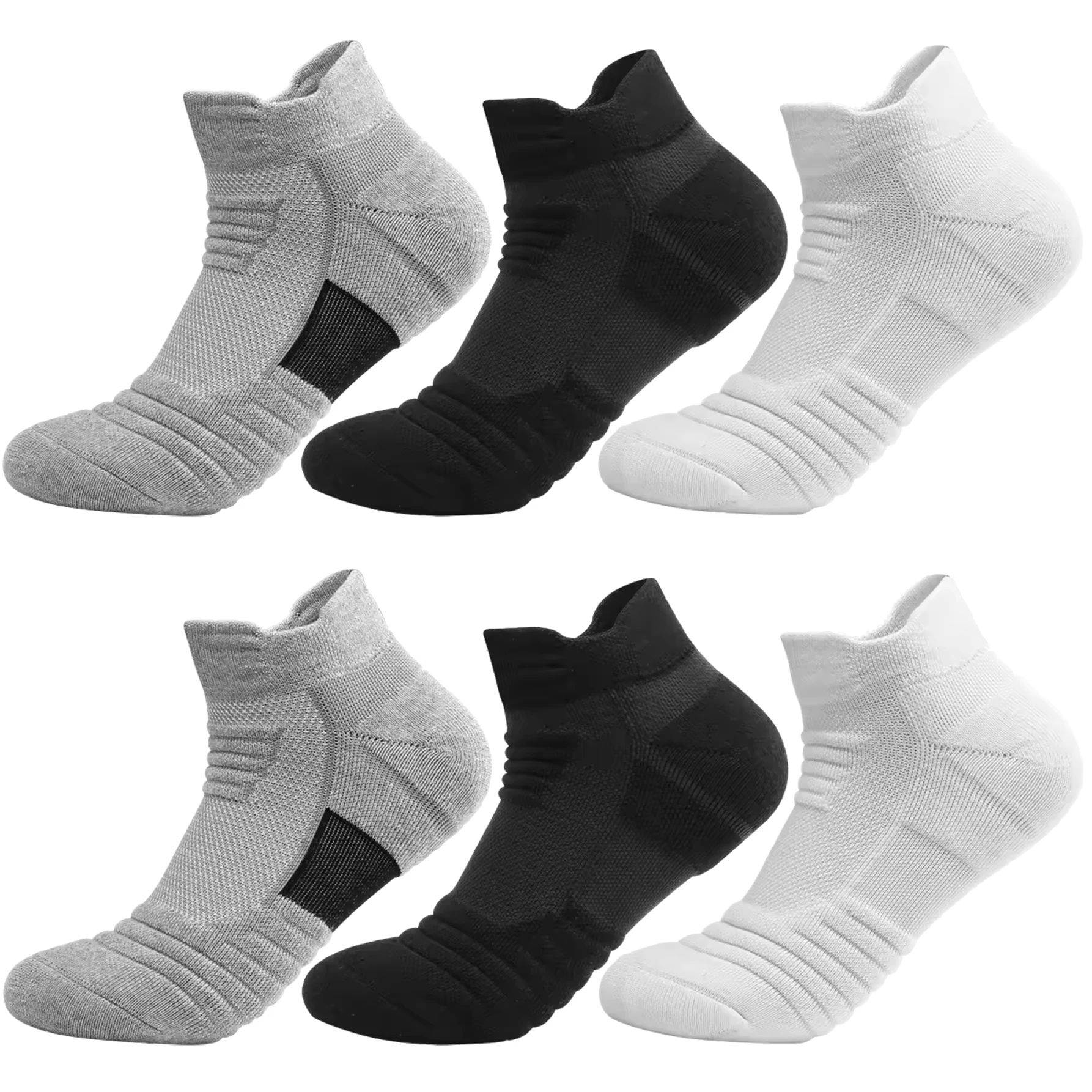 3/6 Pairs Breathable Mesh Athletic Terry Socks Cushioned Moisture Managing Durable for Running Hiking Sports Reduces Foot Pain