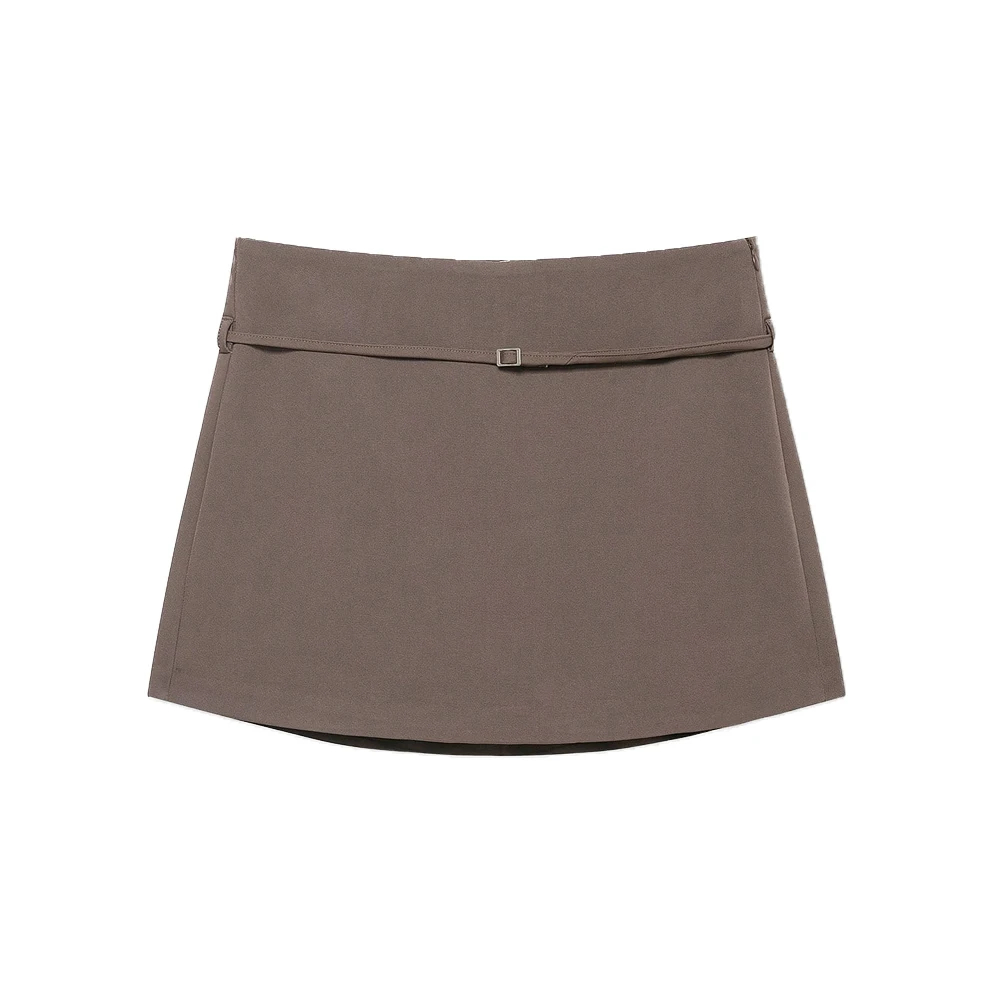Women's Solid Color Skort with Belt Side Zipper Casual Shorts Skirts Fashionable And Stylish Women's Clothing