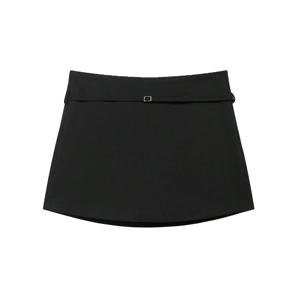 Women's Solid Color Skort with Belt Side Zipper Casual Shorts Skirts Fashionable And Stylish Women's Clothing