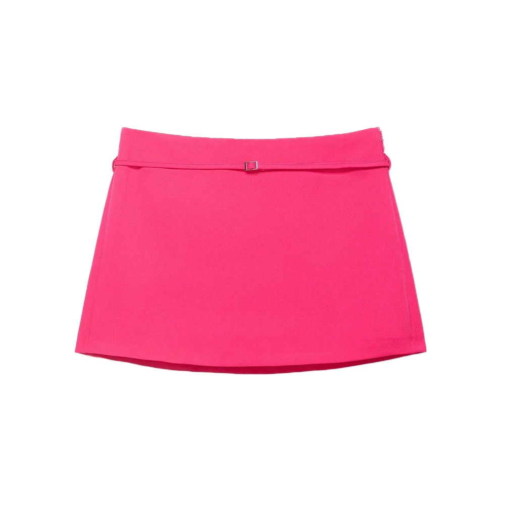 Women's Solid Color Skort with Belt Side Zipper Casual Shorts Skirts Fashionable And Stylish Women's Clothing