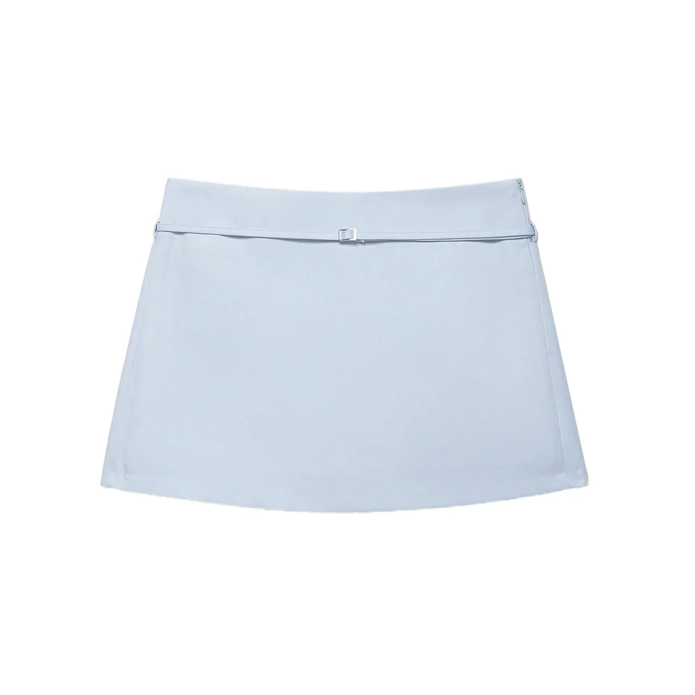 Women's Solid Color Skort with Belt Side Zipper Casual Shorts Skirts Fashionable And Stylish Women's Clothing