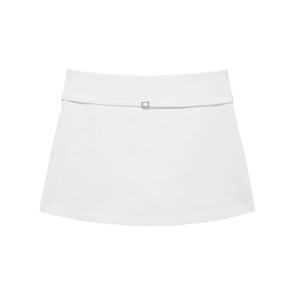 Women's Solid Color Skort with Belt Side Zipper Casual Shorts Skirts Fashionable And Stylish Women's Clothing
