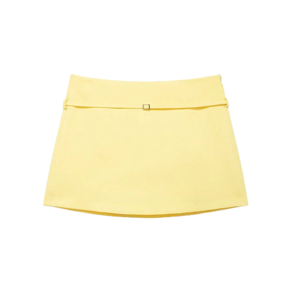 Women's Solid Color Skort with Belt Side Zipper Casual Shorts Skirts Fashionable And Stylish Women's Clothing