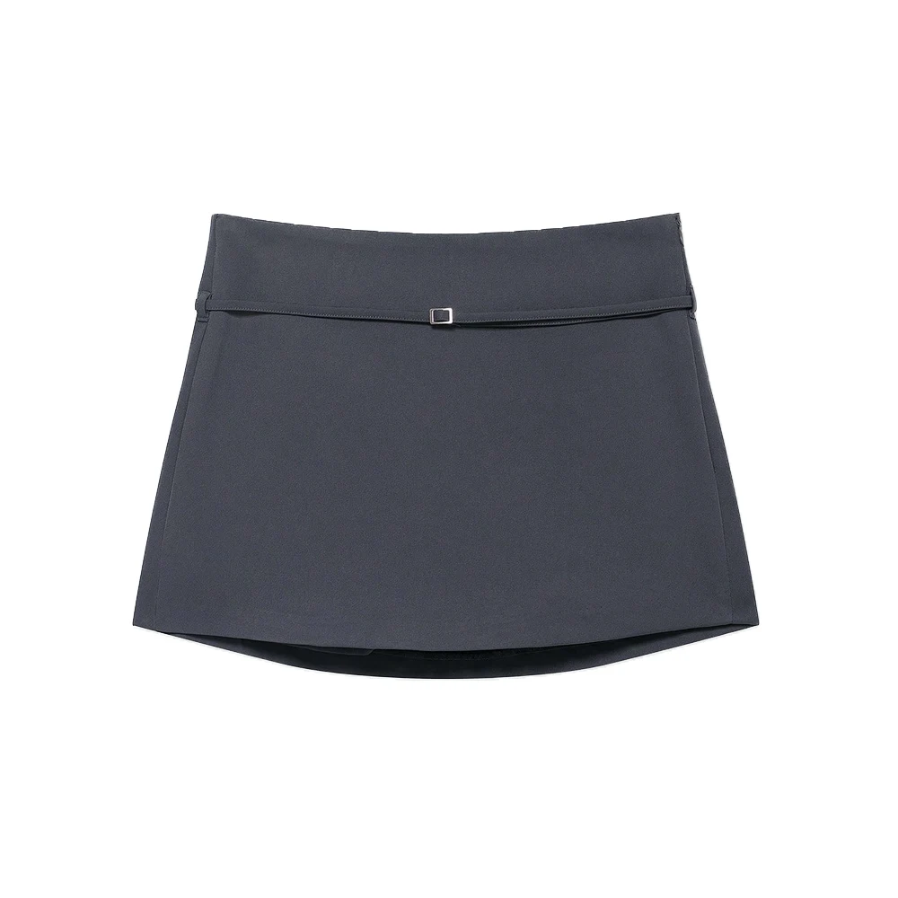 Women's Solid Color Skort with Belt Side Zipper Casual Shorts Skirts Fashionable And Stylish Women's Clothing