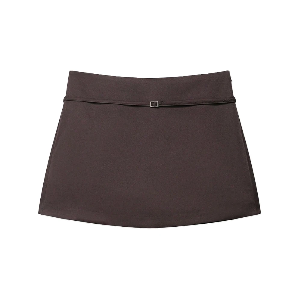 Women's Solid Color Skort with Belt Side Zipper Casual Shorts Skirts Fashionable And Stylish Women's Clothing