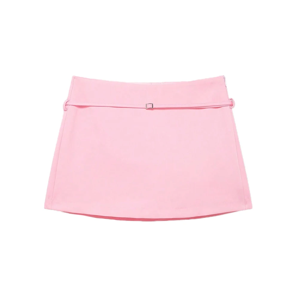 Women's Solid Color Skort with Belt Side Zipper Casual Shorts Skirts Fashionable And Stylish Women's Clothing