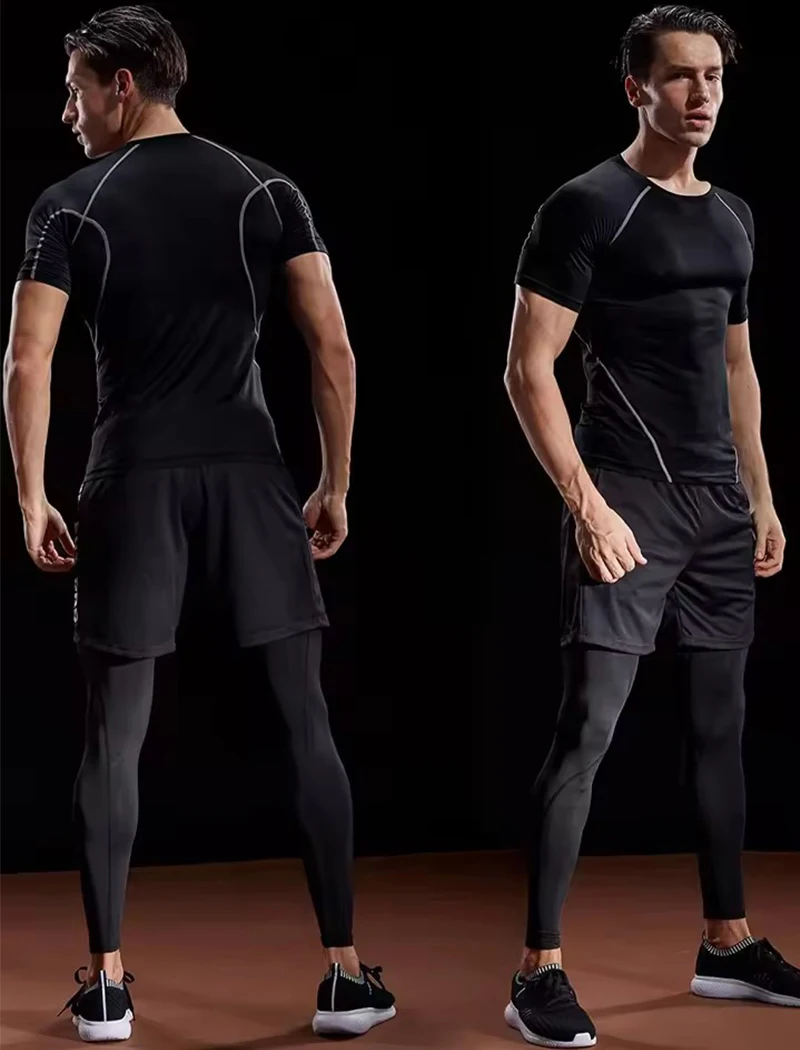 Men's Compression T-Shirt Summer Sportswear Running T Shirt Elastic Quick Dry Sport Tops Tee Athletic Gym Workout T Shirts Men