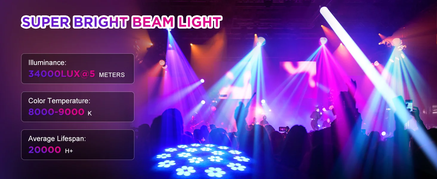 LeLeght 150W Moving Head LED DMX512 Spot Beam RGBW Wash GOBO 18 Prism Disco Stadium Party Light for Wedding Light Show Bar Club