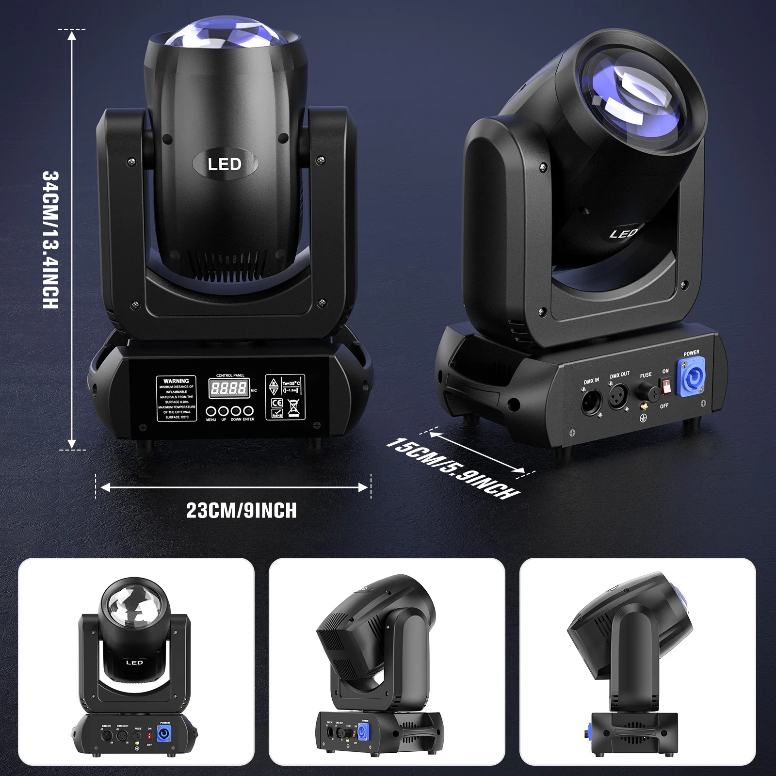LeLeght 150W Moving Head LED DMX512 Spot Beam RGBW Wash GOBO 18 Prism Disco Stadium Party Light for Wedding Light Show Bar Club