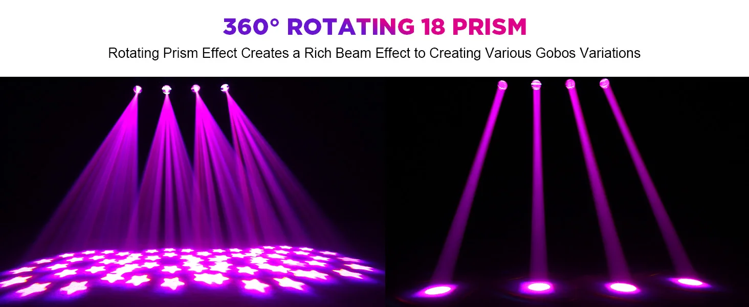 LeLeght 150W Moving Head LED DMX512 Spot Beam RGBW Wash GOBO 18 Prism Disco Stadium Party Light for Wedding Light Show Bar Club