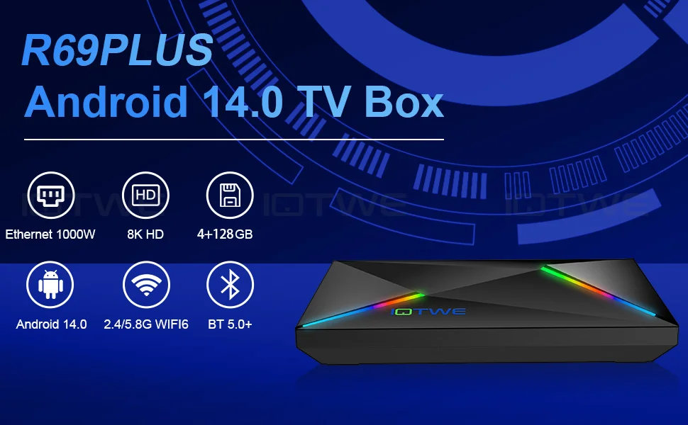 New Smart TV BOX Android 14.0 4GB+128GB Ethernet 1000M 5G WIFI6 USB3.0 HDMI Netzwerk Media Player Octa Core Buletooth 5.0 2025