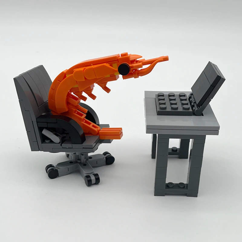 MOC Building Block Shrimp Model Figurines Puzzle Assembly Kit for Boys And Girls Internet Celebrity Creative Parodies Toy
