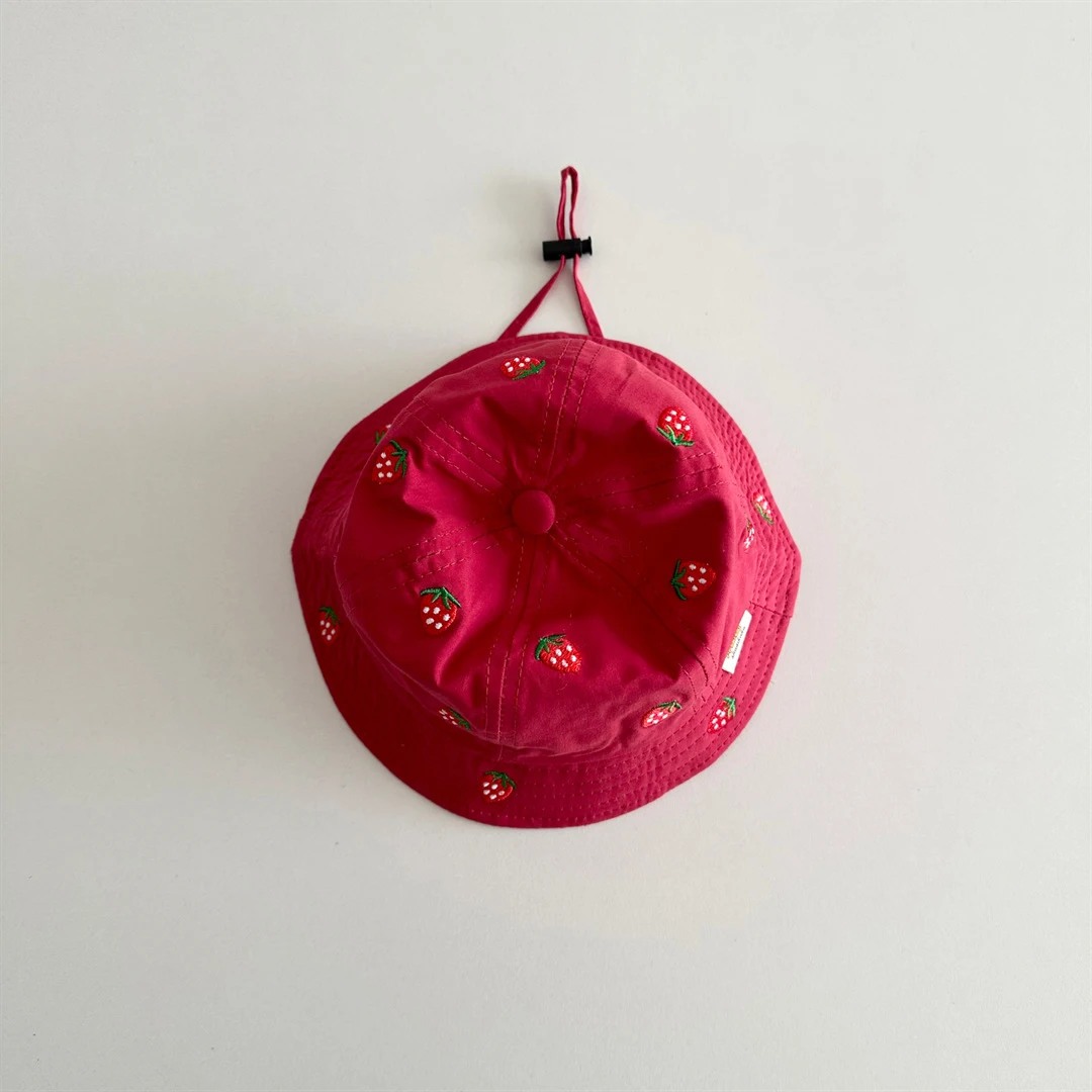 MILANCEL New Spring Baby Girls Hat 1-4T Sweet Embroidered Strawberry Kids Fisherman Hat Cute 6 Colors Children Sun Hat