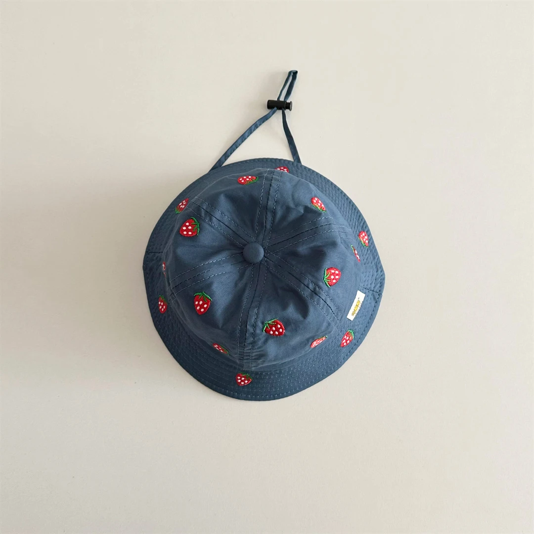 MILANCEL New Spring Baby Girls Hat 1-4T Sweet Embroidered Strawberry Kids Fisherman Hat Cute 6 Colors Children Sun Hat